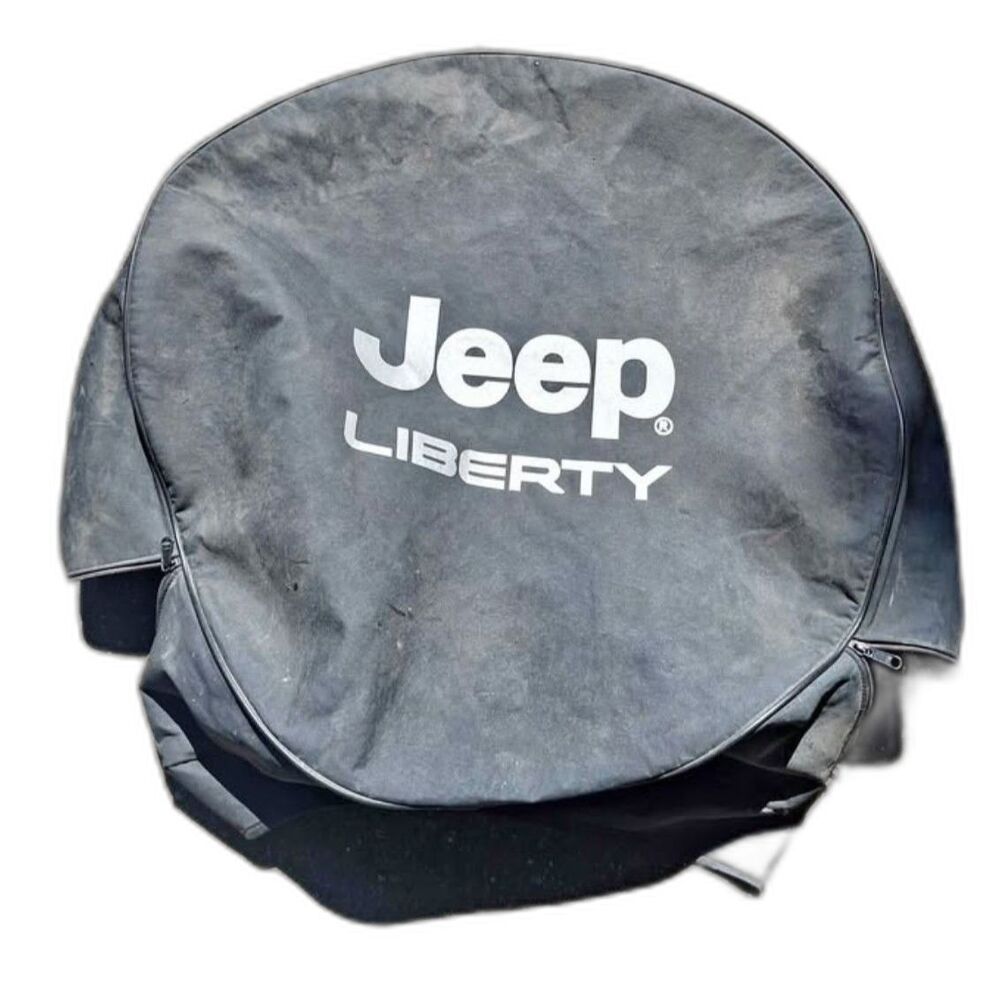 Jeep Liberty Tire Cover Bright Silver Black w/Logo MOPAR Genuine oem